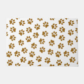 前足、犬の前足、オレンジ色の金ゴールド前足のパターン ドアマット (正面)