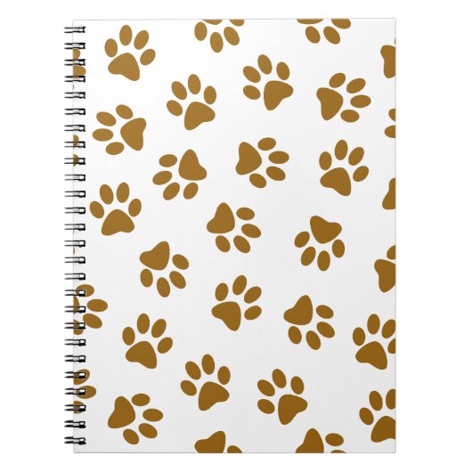 前足、犬の前足、オレンジ色の金ゴールド前足のパターン ノートブック (正面)