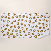 前足、犬の前足、オレンジ色の金ゴールド前足のパターン ビーチタオル (正面)