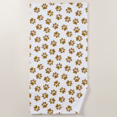 前足、犬の前足、オレンジ色の金ゴールド前足のパターン ビーチタオル (正面)