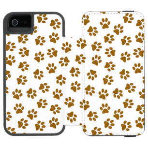 前足、犬の前足、オレンジ色の金ゴールド前足のパターン iPhone SE/5/5sウォレットケース