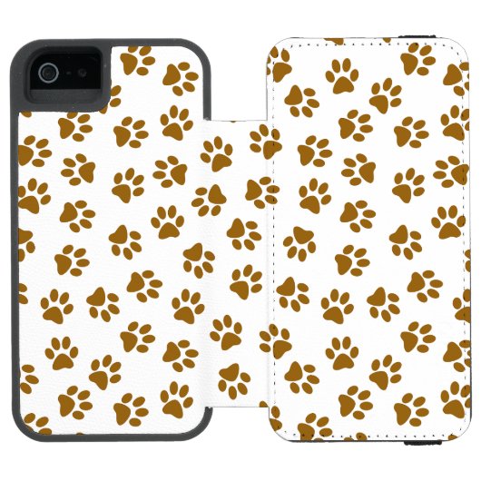 前足、犬の前足、オレンジ色の金ゴールド前足のパターン INCIPIO iPhoneウォレットケース (フォリオ Open)