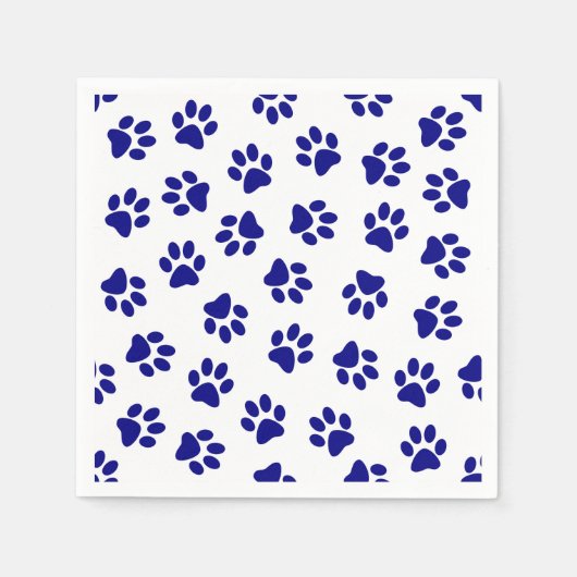 前足、犬の前足、ネイビーブルーの前足のパターン スタンダードカクテルナプキン (正面)