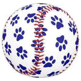 前足、犬の前足、ネイビーブルーの前足のパターン ソフトボール