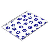 前足、犬の前足、ネイビーブルーの前足のパターン ノートブック (左側)