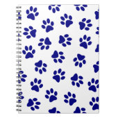 前足、犬の前足、ネイビーブルーの前足のパターン ノートブック (正面)