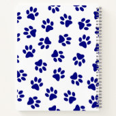 前足、犬の前足、ネイビーブルーの前足のパターン ノートブック (裏面)