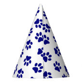 前足、犬の前足、ネイビーブルーの前足のパターン パーティーハット (裏面)
