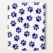 前足、犬の前足、ネイビーブルーの前足のパターン プランナー手帳 (裏面)