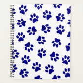 前足、犬の前足、ネイビーブルーの前足のパターン プランナー手帳 (正面)
