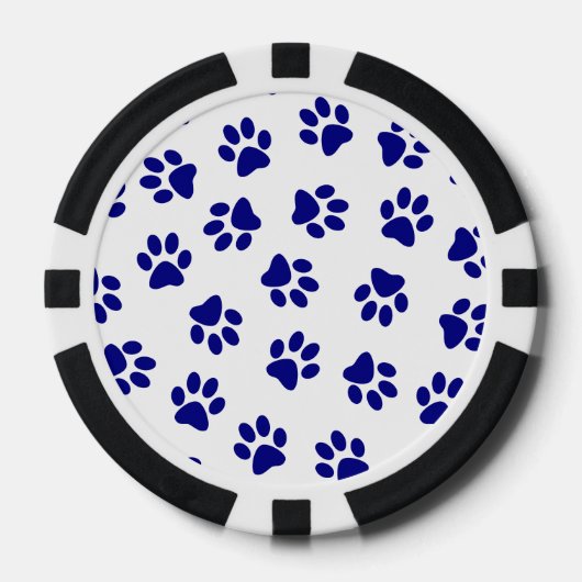 前足、犬の前足、ネイビーブルーの前足のパターン ポーカーチップ (正面)