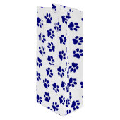 前足、犬の前足、ネイビーブルーの前足のパターン ワインギフトバッグ (正面アングル)