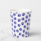 前足、犬の前足、ネイビーブルーの前足のパターン 紙コップ (裏面)