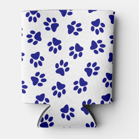 前足、犬の前足、ネイビーブルーの前足のパターン 缶クーラー (正面)