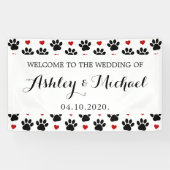 前足、犬の前足、ハートのパタ結婚ーン 横断幕 (横)