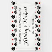 前足、犬の前足、ハートのパタ結婚ーン 横断幕 (縦)