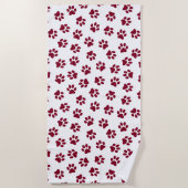 前足、犬の前足、ブルゴーニュの前足のパターン ビーチタオル (正面)