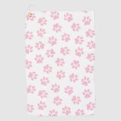 前足、犬の前足、ベビーピンクの前足のパターン ゴルフタオル (正面)