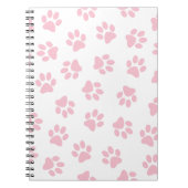 前足、犬の前足、ベビーピンクの前足のパターン ノートブック (正面)