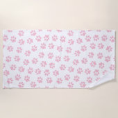 前足、犬の前足、ベビーピンクの前足のパターン ビーチタオル (正面)