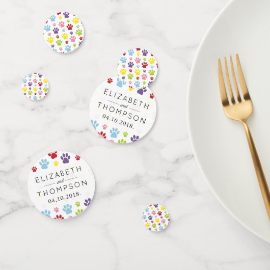 前足、犬の前足、前足カラフルのパタ結婚ーン コンフェッティ (グループ)