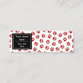 前足、犬の前足、猫の前足、赤い前足のパターン スキニー名刺 (裏面)