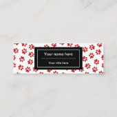 前足、犬の前足、猫の前足、赤い前足のパターン スキニー名刺 (裏面)