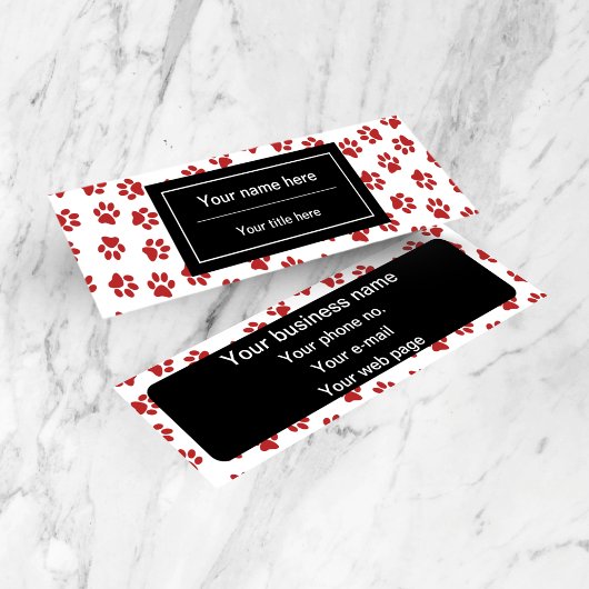 前足、犬の前足、猫の前足、赤い前足のパターン スキニー名刺