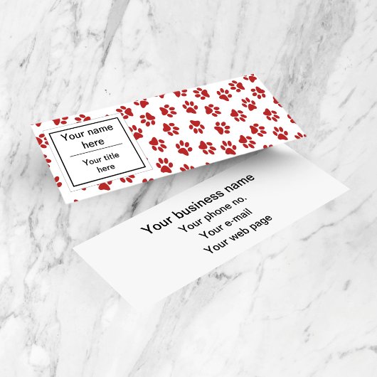 前足、犬の前足、猫の前足、赤い前足のパターン スキニー名刺