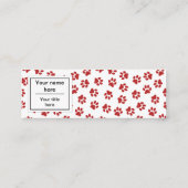 前足、犬の前足、猫の前足、赤い前足のパターン スキニー名刺 (裏面)