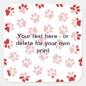 前足、犬の前足、猫の前足、赤い前足のパターン スクエアシール (正面)