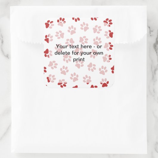 前足、犬の前足、猫の前足、赤い前足のパターン スクエアシール (バッグ)