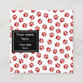 前足、犬の前足、猫の前足、赤い前足のパターン スクエア名刺 (裏面)