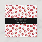 前足、犬の前足、猫の前足、赤い前足のパターン スクエア名刺 (裏面)