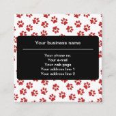 前足、犬の前足、猫の前足、赤い前足のパターン スクエア名刺 (正面)