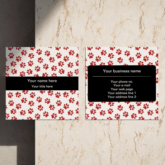 前足、犬の前足、猫の前足、赤い前足のパターン スクエア名刺