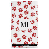 前足、犬の前足、猫の前足、赤い前足のパターン スモールペーパーバッグ (裏面)