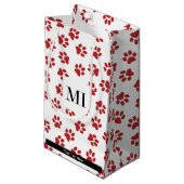 前足、犬の前足、猫の前足、赤い前足のパターン スモールペーパーバッグ (正面アングル)