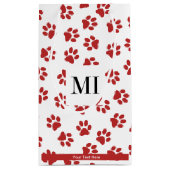 前足、犬の前足、猫の前足、赤い前足のパターン スモールペーパーバッグ (裏面)