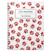 前足、犬の前足、猫の前足、赤い前足のパターン ノートブック (正面)