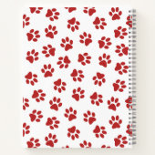 前足、犬の前足、猫の前足、赤い前足のパターン ノートブック (裏面)