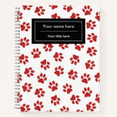 前足、犬の前足、猫の前足、赤い前足のパターン ノートブック (正面)