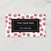 前足、犬の前足、猫の前足、赤い前足のパターン 名刺 (裏面)