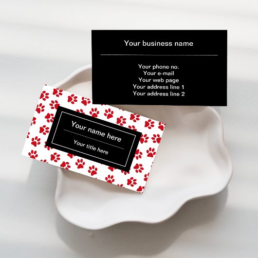 前足、犬の前足、猫の前足、赤い前足のパターン 名刺