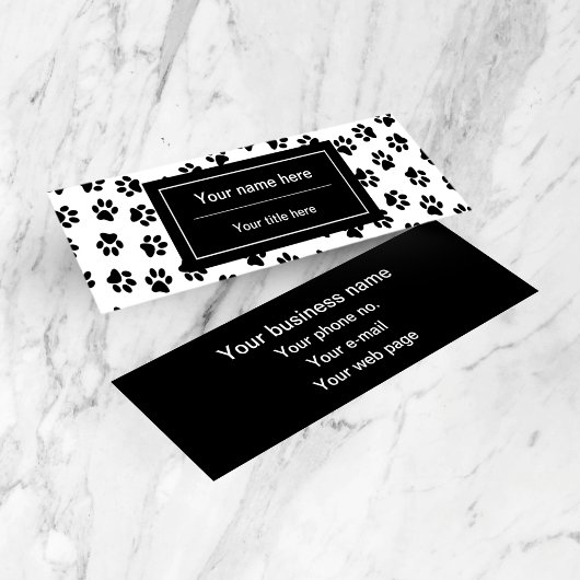前足、犬の前足、猫の前足、黒い前足のパターン スキニー名刺