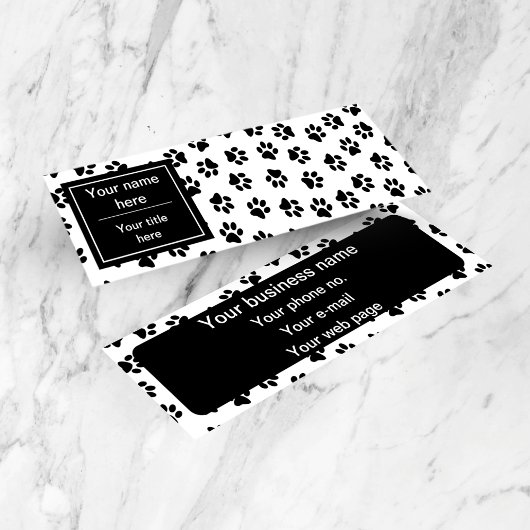 前足、犬の前足、猫の前足、黒い前足のパターン スキニー名刺