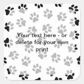 前足、犬の前足、猫の前足、黒い前足のパターン スクエアシール (正面)