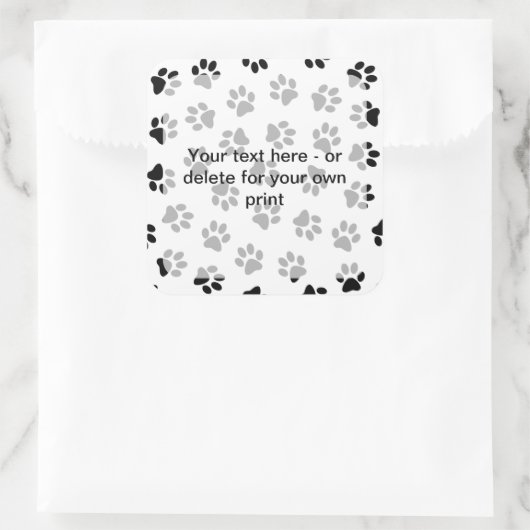 前足、犬の前足、猫の前足、黒い前足のパターン スクエアシール (バッグ)