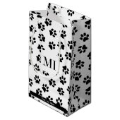 前足、犬の前足、猫の前足、黒い前足のパターン スモールペーパーバッグ (正面アングル)