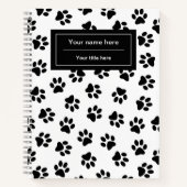前足、犬の前足、猫の前足、黒い前足のパターン ノートブック (正面)
